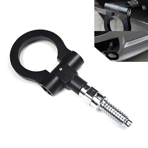 Jewkot 1 PC Car Front Bumper Hook, Waterproof Durable Metal Foldable Vehicle Tow Hook Replacement, Screw-on Design, Universal Portable Automotive Fastening Hook for Truck SUV Car (Black)