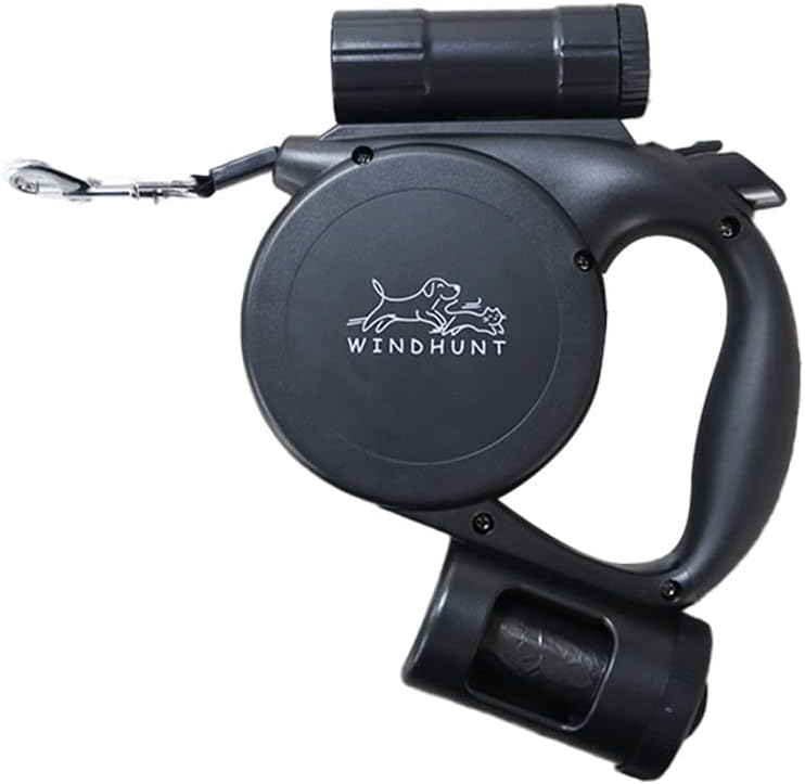 Retractable Dog Leash with Flashlight,Dispenser and Poop Bag HeavyDuty