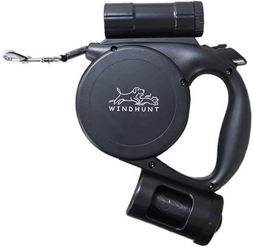 Miniatura 8 de Correa retráctil para perro de 360° sin enredos con linterna, dispensador y bolsa de excrementos, cinta de nailon resistente para perros pequeños,