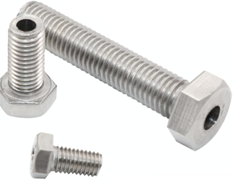 2pcs M14 stainless steel outer hexagon head hollow screws lamps threading bolts through hole bolt 7mm aperture 30mm-40mm long (Length: M14x30mmx7mm)