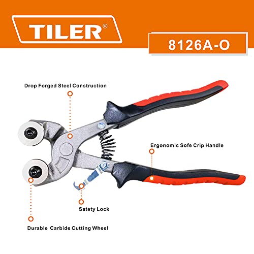 TILER 2 Piece Glass Tile Nippers Set - Heavy Duty Wheeled Glass Mosaic Nipper & Hd Ceramic Tile Nipper, Tile Cutter Pliers Soft-grip Handle - Shapping Plier,Stone, Metal - Thumbnail 3