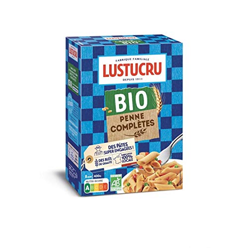 PATES BIO PENNE COMPLETS 400G, LUSTUCRU, LOT DE 4