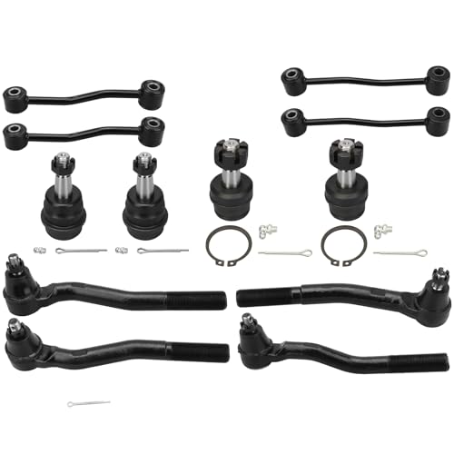 12Pcs Front Suspension Kit for Jeep Grand Cherokee 1999-2004 Upper Lower Ball Joints + Front Rear Sway Bar Links + Outer Tie Rod Ends