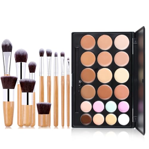 Joyeee 20 Colores Paleta de Correctores, Corrector Contouring Maquillaje + 11 Pcs Brochas de maquillaje Profesional, para Ocultar Imperfecciones, Circulos Oscuros