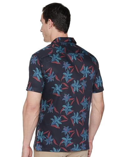 Image of Van Heusen Men's Cotton Slim Fit Print Half Sleeves Casual Resort Collar Shirt