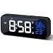 Réveil Numérique, Grande Horloge Numérique LED avec Affichage De la Température et de l'humidité, Alarme Miroir Portable avec Double Alarme, 5 Niveaux de Luminosité, Port de Charge USB, 12/24 h (Noir)