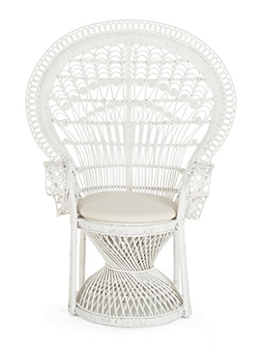 Kouboo Peacock Grand Peacock Chair, Rattan Chair, Handmade, Accent Chair, Vintage, Retro, Boho, Furniture, Sunroom, White #TOP4