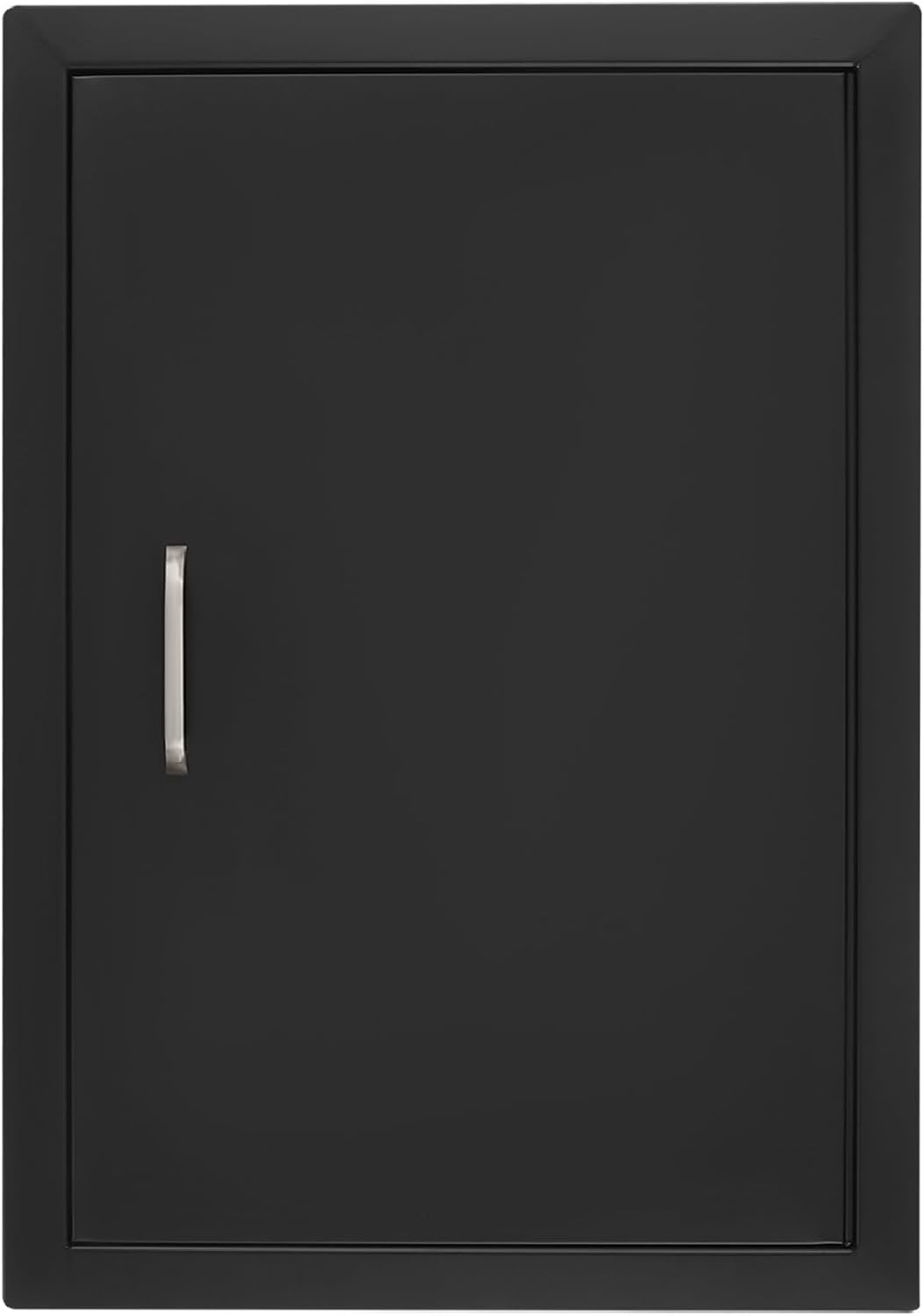BBQ Access Door Black, 17W x 24H Inch Outdoor Kitchen Doors, Flush Mount Single Vertical Door for BBQ Island Grilling Station Storage Cabinet (Black no Vents, 17" W x 24" H)