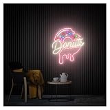 PTHEN Decoración Lámparas Letrero De Neón De Donuts, Letrero De Tienda De Donuts, Decoración De Pared De Comida, Decoración De Cocina, Arte De Pared De Comedor Personal, 40cm(UN)