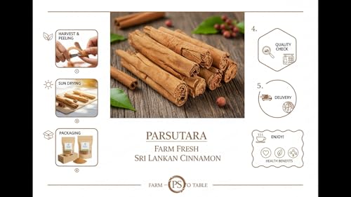 Image of Parshutara Farm Whole Sri Lankan Cinnamon 100g | Ceylon Dalchini Sticks | Premium Garam Masala Spice for Cooking