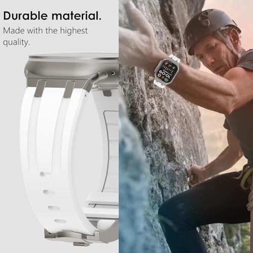 Image of WINGLE AP Luxury Bands for Apple Watch Band Ultra 3 /2 /1 Band Ultra 49mm Series 11 10 46mm 45mm 44mm 42mm SE 3 /2 /1 Series 9 8 7 6 5 4 3 2 1 Men Women, Silicone Rubber Metal Adapter Sport iWatch Bands