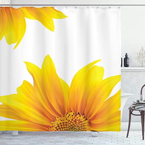 Ambesonne Yellow Shower Curtain, Flourishing Sun Flower Design Modern Vibrant