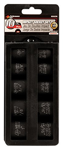 Performance Tool Mechanics M592Db 10 Piece 1/2" Drive Sae Impact Socket Set #TOP1