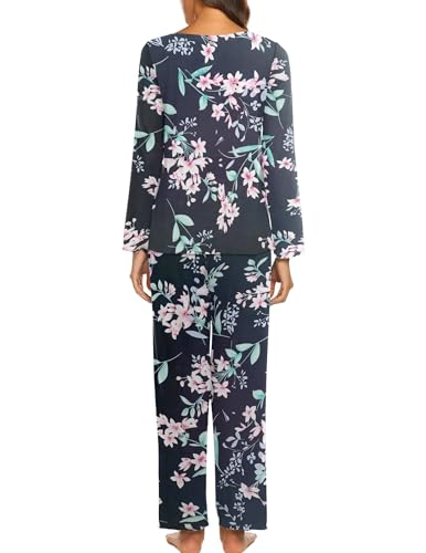 Image of Ekouaer Womens Pajama Sets 2 Piece Lounge Set Fall Winter Pajamas Long Sleeve Pjs Top and Pants Soft Pj Sets Loose Sleepwear