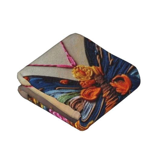 Couverture en molleton doux brodé, plaid haut de gamme papillon - 4