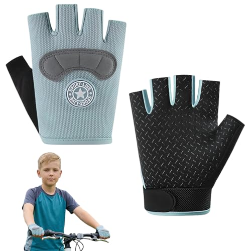 Image of PROBEROS Kids Riding Gloves for 8-13 Years, Anti-Slip Adjustable Palm Vibration Reduction Breathable Moisture-Wicking Design Sport Gloves, Fashion Cycling Gloves for Riding, All Outdoor Sport, Size-L