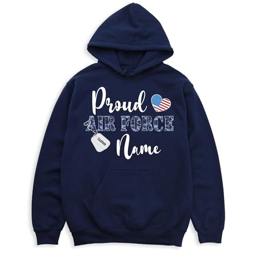 Custom Military Army Sweatshirt Hoodie, Proud Army Family, Marine, Navy, Air Force Apparel with Dog Tag Name, Personalized Gifts for Mom, Dad, Sister, Unisex Adult, Pack of 14