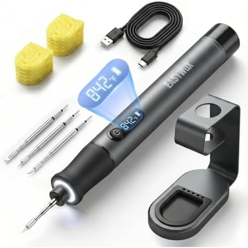 Cordless Soldering Iron w/2600mAh Battery, 5S Fast Heating 392°F- 842°F | Portable…