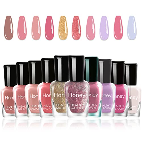 Urchabri Nail Polish set,Water Based Peel-Off odorless Quick Dry Natural,Non toxic nail polish,Kids nail polishï¼Nail polish kit, (9Colors + 1 Coat)