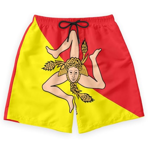 Sicilian Flag Men's Swim Trunks Beach Shorts with Pockets Athletic Pant S4