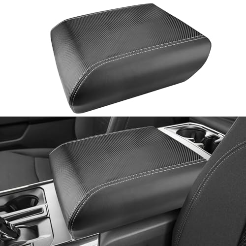 INTGET Center Console Cover for 2025 2026 Ford F150 Accessories Interior 2021 2022 2023 2024 Car Middle Arm Rest Armrest Lid Seat Cover Protector Elbow Cushion Pad (Carbon Fiber Texture, 2021-2026)