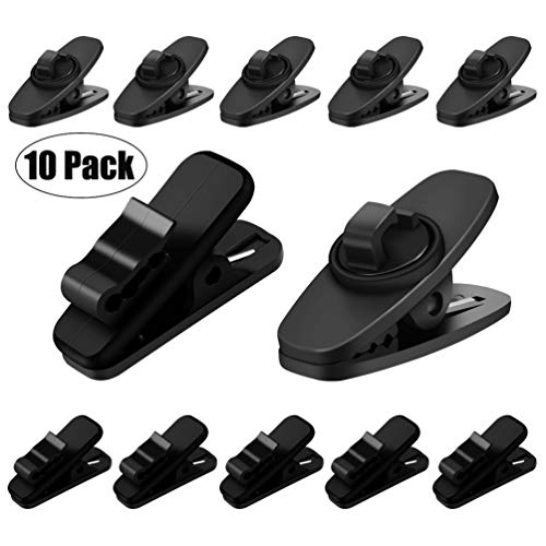 FENGWANGLI Earphone Wire Clip Headphone Mount Cable Clothing Clip Earbud Clip to Keep Earphone/Microphone Cord in Place for 1.5mm Wire Diameter Round Wire Earphone,10 Pcs (Black)