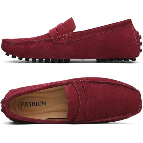 Image of PPXID Men's Dress Loafers Slip On Casual Shoes Lightweight Soft Penny Loafers Suede Driving Boat Shoes Moccasins