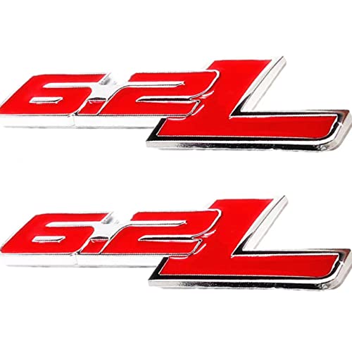 Image of Zinc Alloy Chrome 6.2L Emblem Badge 3D Engine Trunk Door Fender Bumper Auto Sticker Decal for 2 X (Silver)
