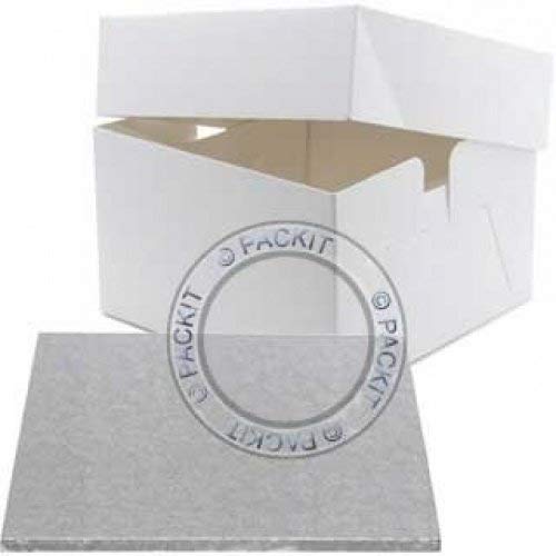 PackitUK 12" Square Cake Box with 12" Square Cake Drum