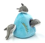 MODERN WAVE - Interactive Squeaky Plush Hide and Seek Squirrel Type Puzzle Toy for Dogs, Medium Size (Ocean and Dolphins)