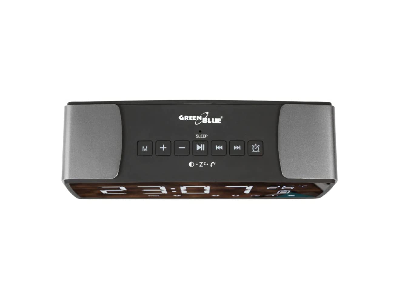 Green Blue GB200 Radio-réveil Bluetooth 4.2 FM entrée auxiliaire 6 W température réveil Horloge Batterie 2200 mAh