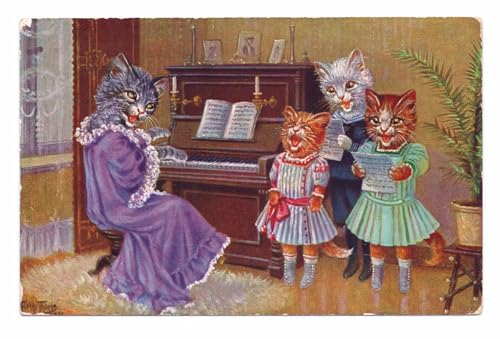 Affiche chats musiciens Louis Wain 60x90cm, cadeau idéal déco salon