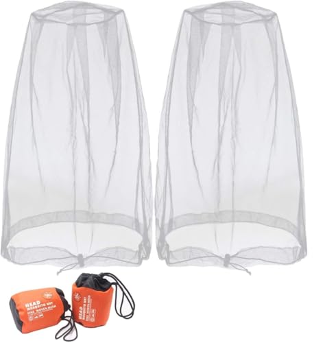 Red para Mosquitos para Cabeza Transpirable para Sombrero (2 piezas, 47.2" L x 23.6" W, Gris Claro) miniatura 1