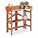 Produktbild Relaxdays Pflanztisch Holz, Metall Arbeitsplatte, wetterfest, klappbar, Garten & Gewächshaus, HBT 86 x 81 x 40 cm, braun