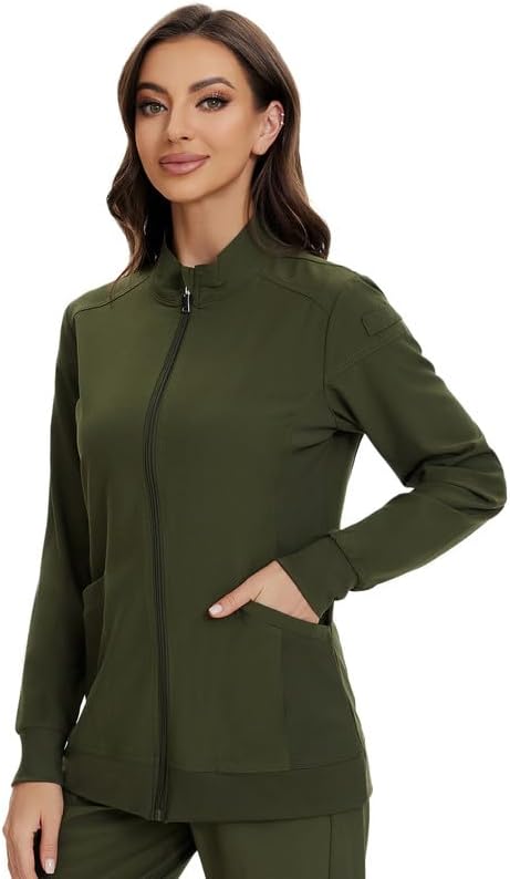 COZYFIT Scrub Jackets for Woman, Zip Front Nurse Jacket, 4-Way Stretch Fabric - Image 3