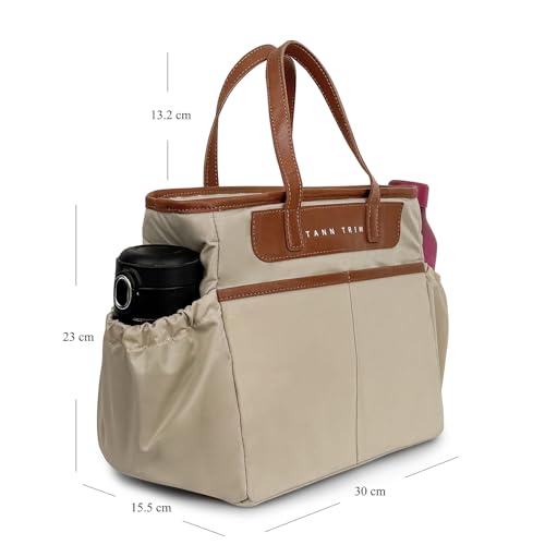 Image of TANN TRIM Beige Insulated Lunch Bag, Reusable and Washable, Office Lunch Bag for Men and Women, Eco-Friendly (Beige)