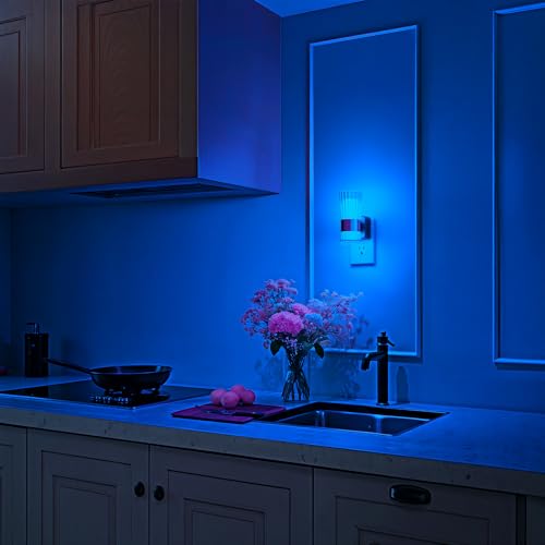 Image of Briignite Night Light, Night Lights Plug into Wall, RGB Color LED NightLight with Dusk to Dawn Sensor, 180 Rotating Night Lights, Adjustable Brightness, Wall Sconce for Bedroom Hallway, 2 Pack