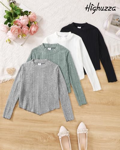 Image of Girls Long Sleeve T Shirts Pack Tween Kids Fall Winter Outfits Teen Clothes Girl Tee Tops
