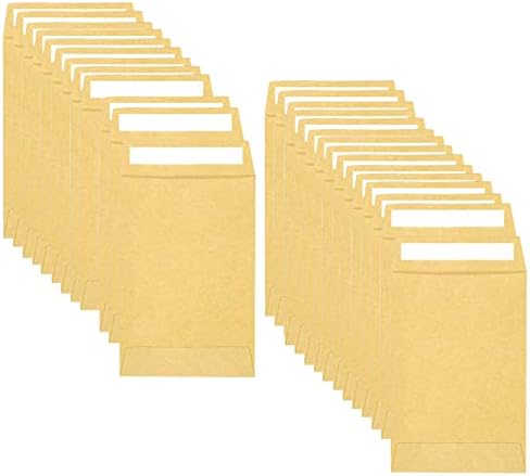 50 Pcs Kraft Paper Envelops, Small Brown Envelopes Mini Money Envelopes Tip Envelopes Seed Envelopes Self Adhesive Envelopes Small for Packing Coin Notes Beads Wages
