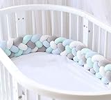 PetKids 4 Weben Bettumrandung Babybett Bettschlange Baby Bettumrandung 2M/2.5M/3M Nestchen Stoßfänger Dekoration für Krippe Kinderbett