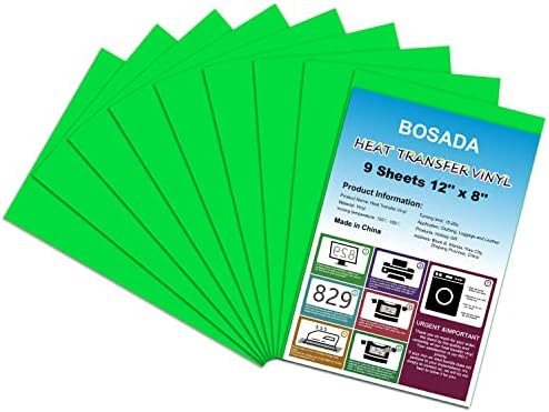 BOSADA Heat Transfer Vinyl, Red HTV Vinyl Bundles 9 Packs 12 x 8 Inches Easy to Cut Iron on Vinyl for Fabric,T-Shirt,Hats,Pillows