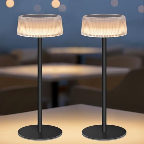 Alinana Lot de 2 Lampe de Table Sans Fil, Lampe de Table Extérieure Etanche, Lampe de Bureau LED...