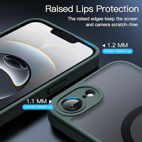 Image of JETech Magnetic Cover Case for iPhone 17e (2026) / iPhone 16e Compatible with MagSafe, Translucent Matte Back Slim Shockproof Phone Cover, 6.1-Inch Display (Dark Green)