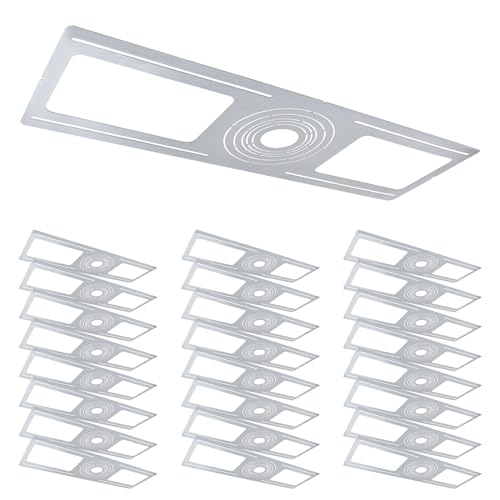 LUXRITE 24-Pack New Construction Rough-in Bracket Mounting Plate, 2-3-3.75-4-5-6 Inch Recessed Light, Galvanized Steel, Round Hole Sizes, Shallow Retrofit LED Downlight with Junction Box Housing