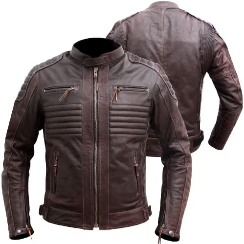 Chaqueta clásica y elegante para hombre, de cuero auténtico, para motocicleta, motociclista