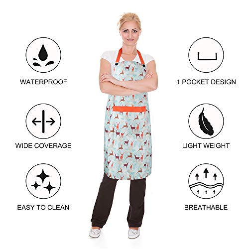 Zihuatailor Lightweight Waterproof Apron For Dog Grooming Bathing, Washing Dishes, Cute Deer Apron For Dog Groomer Bather - B #TOP3