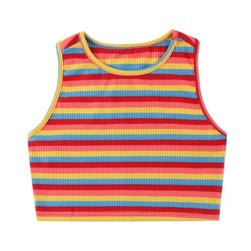 Image of EXARUS Girls Crop Tank Top Dance Hip Hop Outfits Cheer Cropped Top | Kids Tween Youth Summer Athletic Dance Convention Fitted Gymnastics Sleeveless Clothes
