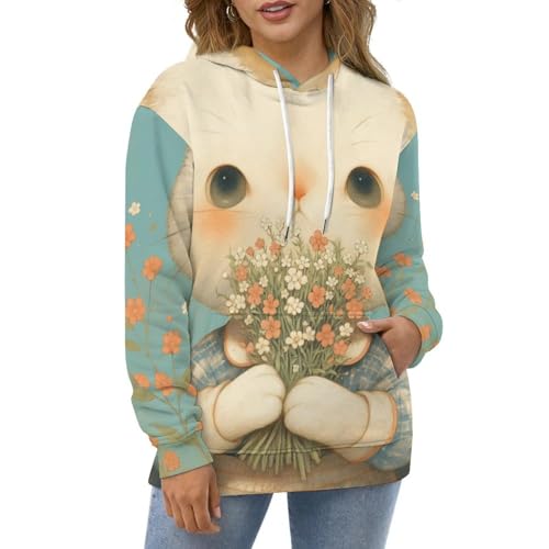 Sweat à capuche chat blanc le confort thermique pour affronter le froid S