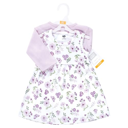 Image of Hudson Baby Girls' Cotton Dress and Cardigan Set