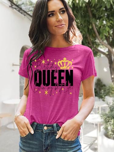 Birthday Queen Shirts for Women: Happy Birthday T-Shirt Party Gift Causal Short Sleeve Tops4